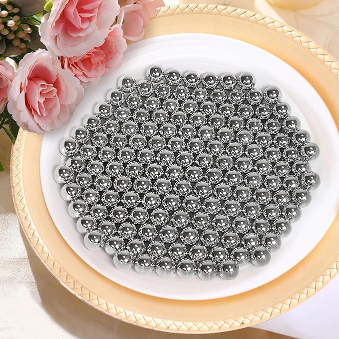 2800Pcs Silver Vase Filler Pearl Beads for Crafting 6mm Beads No Holes Decor Suitable for Wedding Decor, Party Decorations, Centerpiece Table Decorations