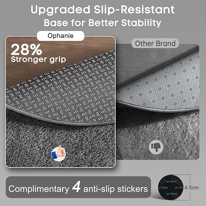 Ophanie 3x5 Grey Oval Rugs for Bedroom Living Room, Gray Small Fluffy Fuzzy Carpet, Plush Soft Shaggy Bedside Indoor Floor Area Rug for Kids Girls Boys Baby Teen Dorm College Home Decor Aesthetic