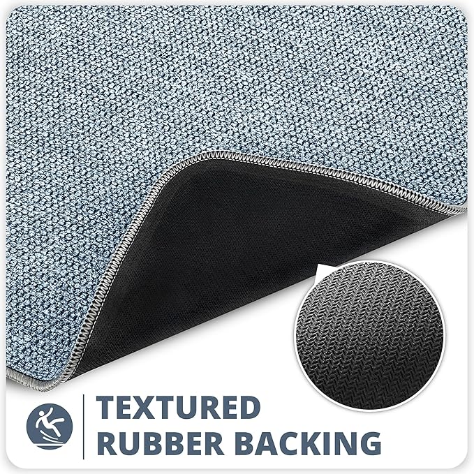 Bosap Bath Mat,Ultra Thin Bathroom Runner Rugs,Large Bath Mats for Bathroom,Quick Dry,Non-Slip,Machine Washable,Low Pile,Bath Rug,Shower Outside,Sink,Home Decor Accessories.Blue,3'x5'(36x60inch)