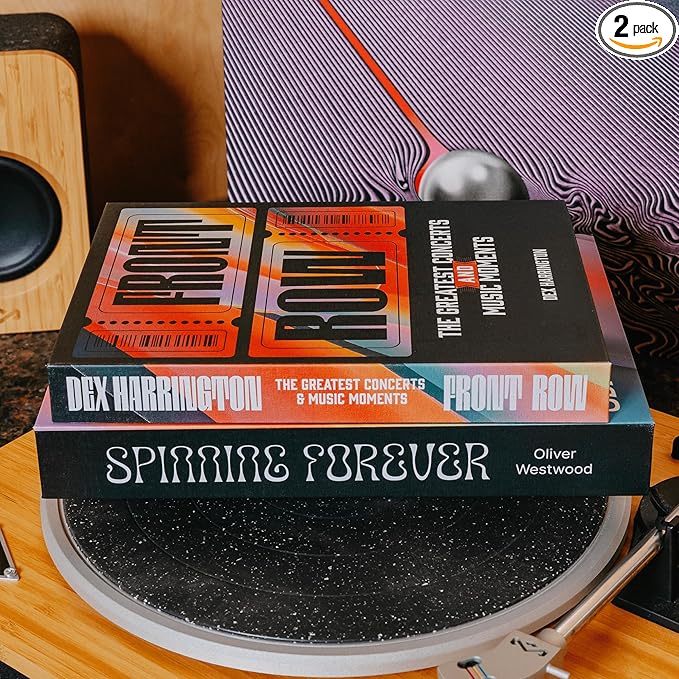 MESMOS Set of 2 Decorative Vintage Coffee Table Books for Music Lovers, Hardcover Fake Books for Decoration, Storage Box & Bookshelf Decor, Vinyl Record & Art Pop Culture Style Home Decoration