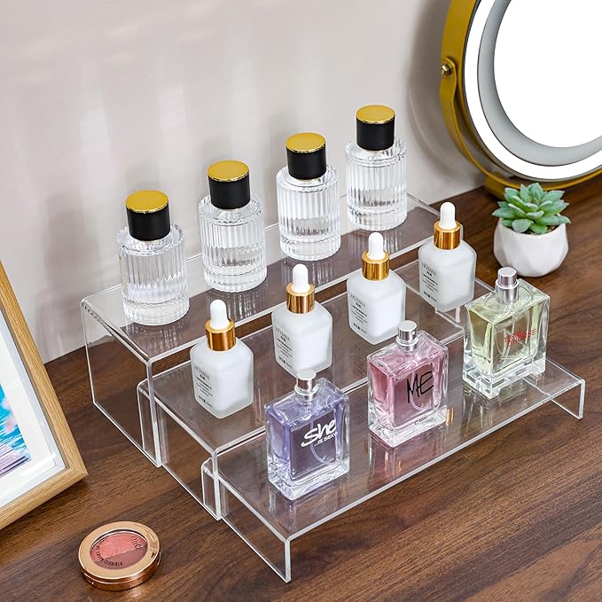 Yieach Large Clear Acrylic Risers Display Stands,6 Pcs Rectangular Display Risers for Funko Pop,Figures,Food,Showcase Collectibles Display Shelf,Retail Desktop Risers Display Stand and Decoration