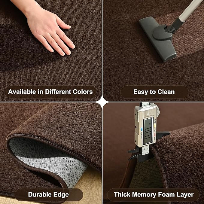 Amearea Modern Soft Hallway Runner Rug, 2x6 Feet Washable Runner Rugs for Hallway, Brown Fluffy Rug Bedroom Bedside Rugs, Non Slip Memory Foam Rug Carpet for Entrance Kitchen Living Room Decor