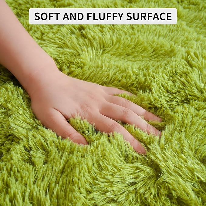 Tepook Super Soft Fluffy Rugs for Living Room, Area Rugs 8x10 for Bedroom, Modern Shaggy Rug Fuzzy Carpets for Kids, Plush Indoor Nursery Home Decor Rug with Non-Slip Bottom, Grass Green