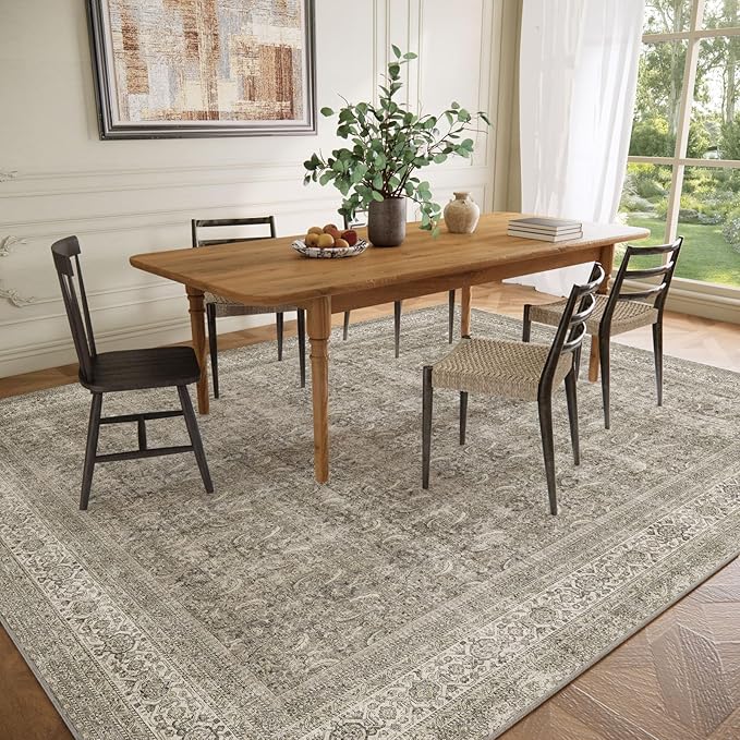 palohom 10x14 Area Rug Washable Rugs: Living Room Rug Stain Resistant Non Slip Low Pile Faux Wool Soft Large Area Rugs for Bedroom Farmhouse Dining Room Under Table Nursery Home Office Indoor