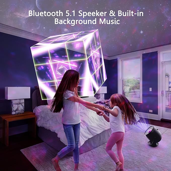 AIRIVO 3D Galaxy Projector, 3D Visual Star Projector with 90 3D Scenes, Planetarium Projector with Bluetooth Speaker, Moving Stars, Night Light Projector for Room Decor, Kids Adults, Christmas, Black
