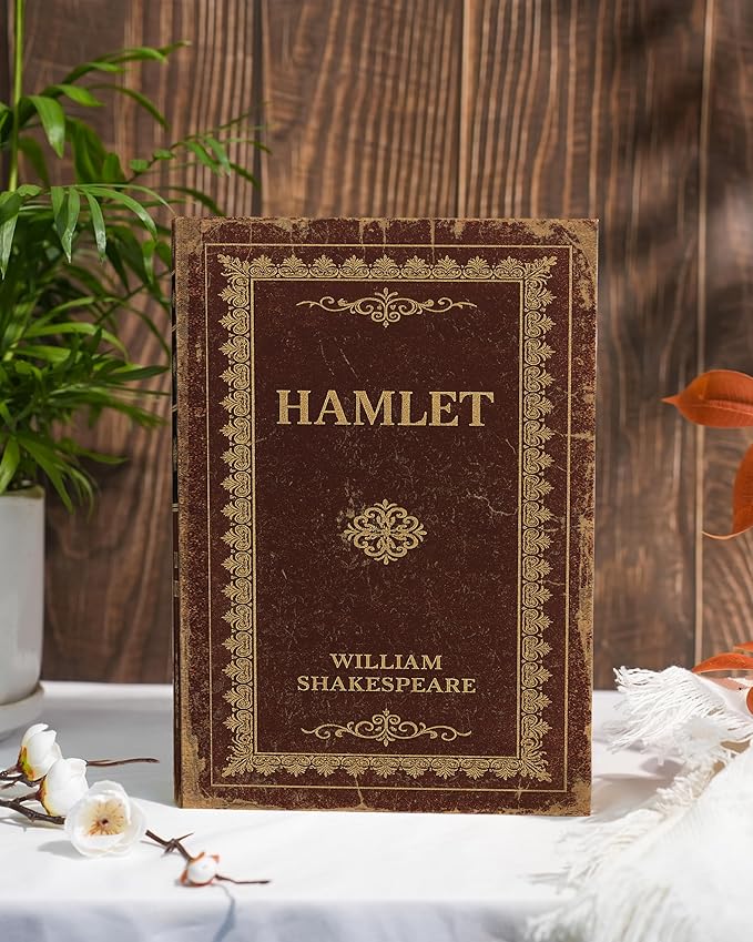 Vintage Faux Leather Decorative Book Box – Wooden Secret Storage Box with Magnetic Closure, Hidden Organizer for Bookshelf, Desk, or Office Decor (Hamlet)