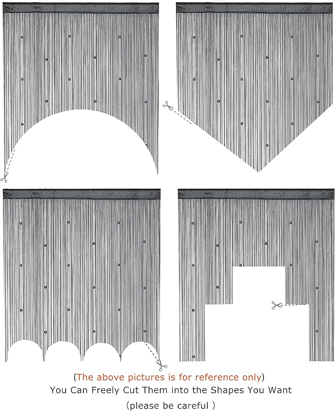 YaoYue Beaded Curtain Door String Curtains for Doorway Tassels Beads Hanging Fringe Hippie Room Divider Window Hallway Entrance Wall Closet Bedroom Privacy Decor (39×79in/100×200cm, Grey)