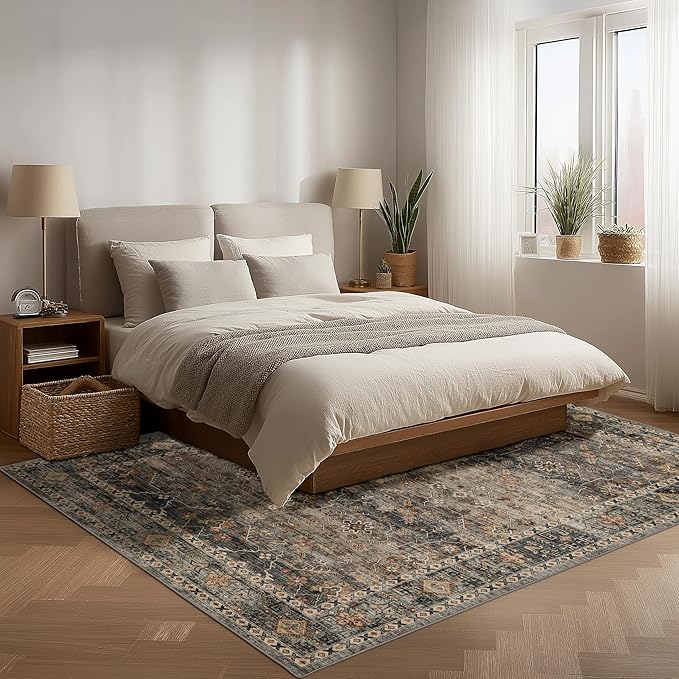 Ruaruarug Area Rug Non Slip Machine Washable Ultra Soft Living Room/Bedroom/Kitchen/Outdoor/Classroom Camel, 4'×6'