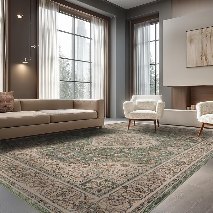 Ruaruarug Area Rug Non Slip Machine Washable Ultra Soft Living Room/Bedroom/Kitchen/Outdoor/Classroom Celadon, 8'×10'