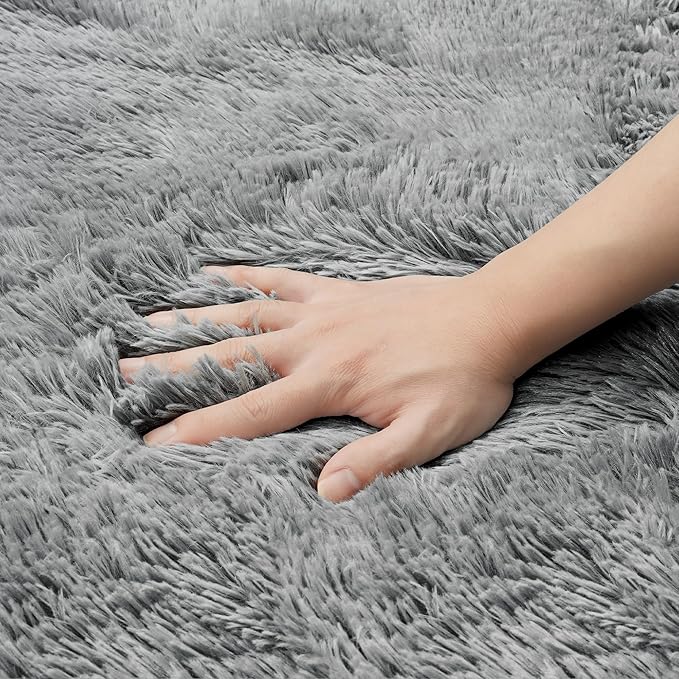 4x6 Area Rug for Living Room:Ultra Soft Fluffy Shag Light Grey Rugs,Large Fuzzy Plush Indoor Non Slip Carpet Washable Rug for Bedroom Kids Nursery Office Dorm Modern Decor(Light Grey 4'x6')