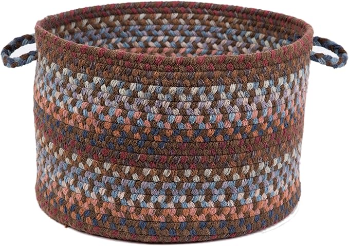 Super Area Rugs Tribeca Wool Storage Basket with Handles Braided Decorative Bin & Organizer, Walnut, 18" X 12"