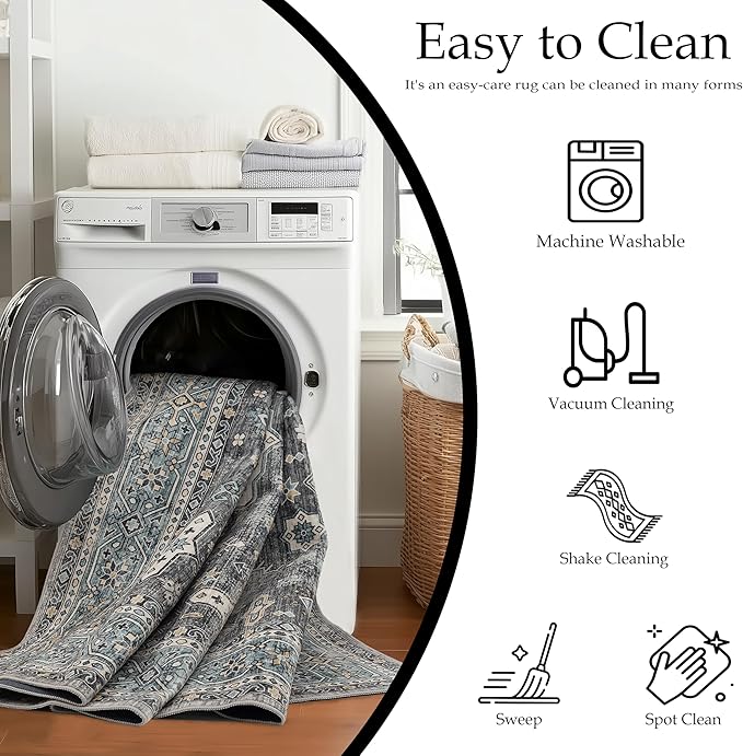 Ruaruarug Area Rug Non Slip Machine Washable Ultra Soft Living Room/Bedroom/Kitchen/Outdoor/Classroom Silver, 4'×6'