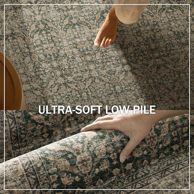 Machine Washable Hallway Runner Rugs: 2'6"x8' Kitchen Rug Stain Resistant Non Slip Low Pile Soft Carpet Runners for Hallways Indoor Entryway Kitchen Laundry Room Bedroom Bathroom Farmhouse