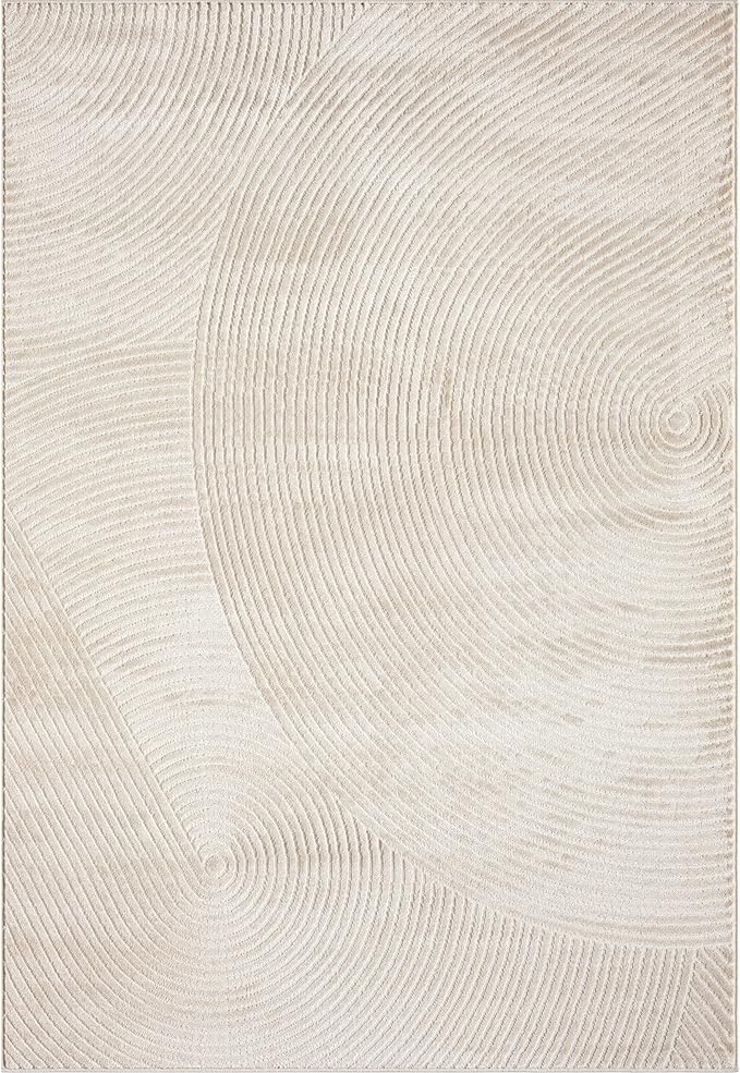 Abani Neutral Beige Area Rug | 2' x 3' Tan Geometric Carpet with Zen Circle Pattern | Rugs for Living Room, Bedroom, Office