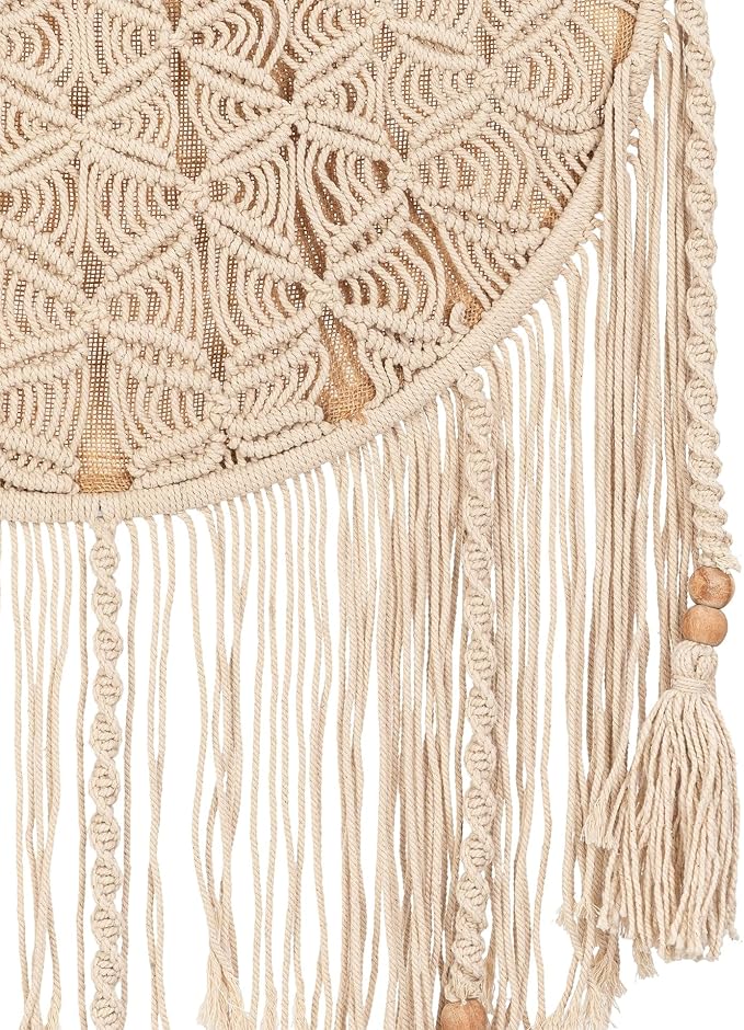 Crane Baby Charlie Farmhouse Macramé Boho Toy Bin with Tassels, Hanging Basket Nursery Decor, Stuffed Animal Storage, Wall Organizer for Playroom, Boho Baby Room Decor& Kids Room Organization