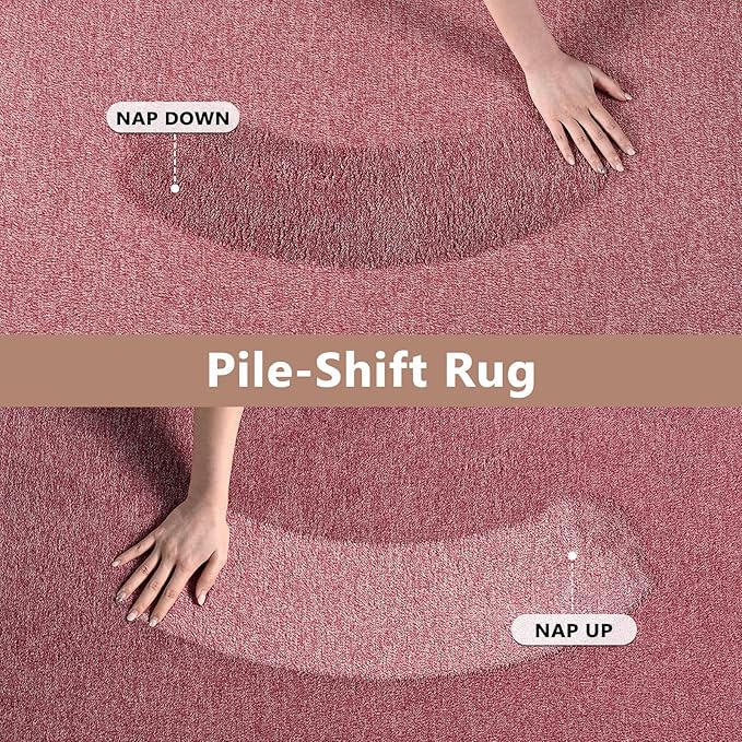 FinRèc 6x9 Washable Area Rugs for Bedroom Living Room, Low Pile Thin Rug Solid Color, Non-Slip Carpet Indoor for Home Decor (Red/White)