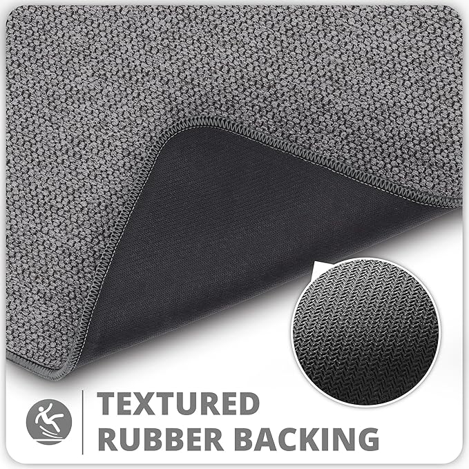 Bosap Bath Mat,Ultra Thin Bathroom Runner Rugs,Large Bath Mats for Bathroom,Quick Dry,Non-Slip,Machine Washable,Low Pile,Bath Rug,Shower Outside,Sink,Home Decor Accessories.Dark Grey,3'x4'(36x48inch)