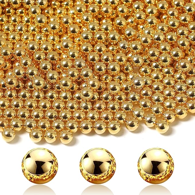 2800Pcs Bright Gold Vase Filler Pearl Beads for Crafting 6mm Beads No Holes Decor Suitable for Wedding Decor, Party Decorations, Centerpiece Table Decorations