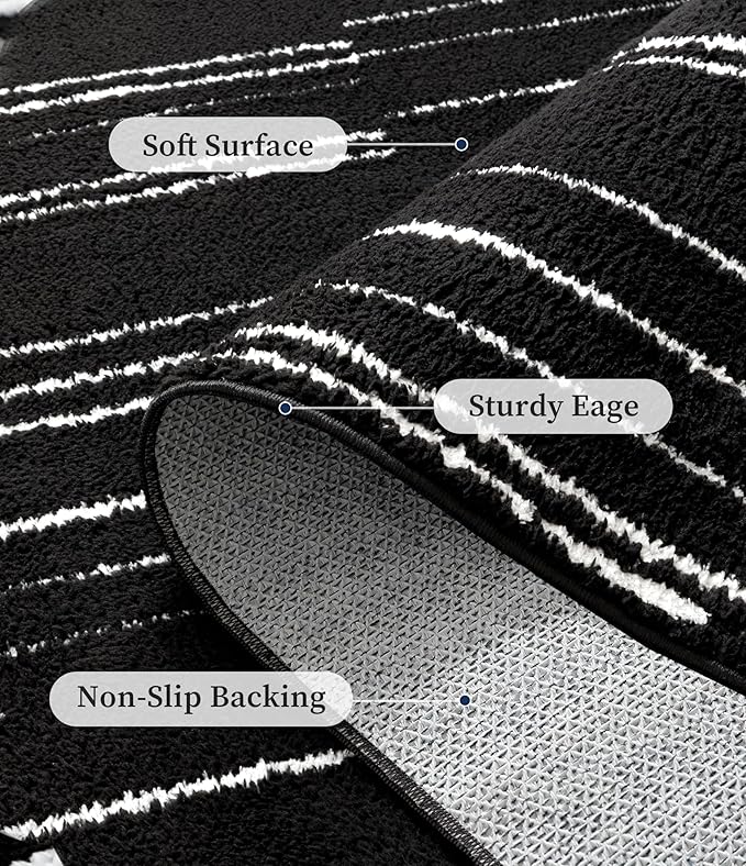 YIHOUSE 6x9 Abstract Line Area Rug, Modern Washable Stain Resistant Rugs Non Slip, Soft Indoor Floor Carpet for Living Room, Bedroom,Dining Room, Black and White