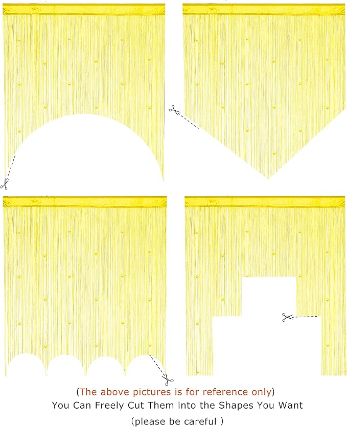 YaoYue Beaded Curtain Door String Curtains for Doorway Tassels Beads Hanging Fringe Hippie Room Divider Window Hallway Entrance Wall Closet Bedroom Privacy Decor (39×110in/100×280cm, Yellow)