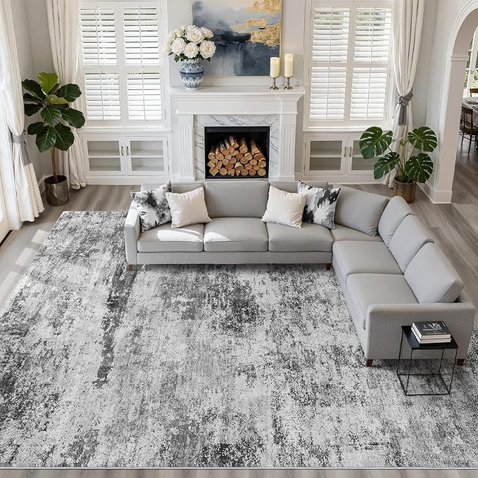 10x14 Area Rugs Living Room: Washable Large Abstract Neutral Modern Soft Rug Stain Resistant Indoor Floor Non-Slip Accent Carpet for Bedroom Nursery Playroom Dining Room Office Dorm Home House Decor