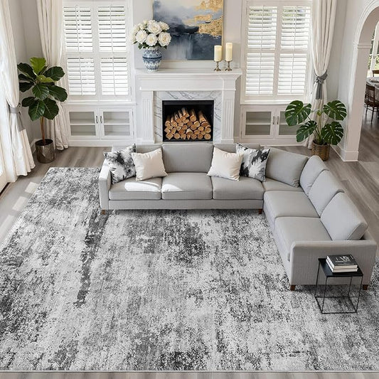 10x14 Area Rugs Living Room: Washable Large Abstract Neutral Modern Soft Rug Stain Resistant Indoor Floor Non-Slip Accent Carpet for Bedroom Nursery Playroom Dining Room Office Dorm Home House Decor