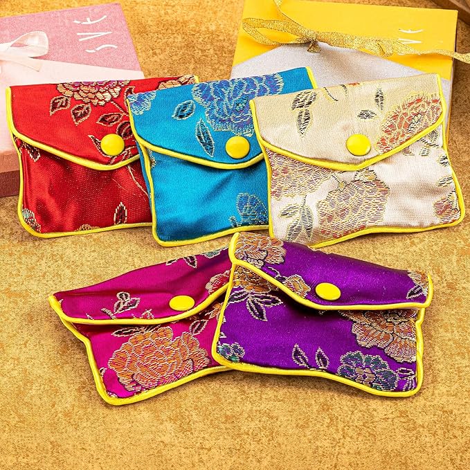 OceeK Travel Jewelry Case,Jewelry Silk Purse Pouch Gift Case, for Women Teen Girl Gifts,Color,12 Pack,Small