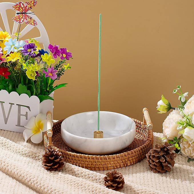 5.91 INCH Incense Holder, 6 in 1 Marble Incense Burner, Incense Holder for Sticks and Backflow Incense Cone, Sage Sticks, Palo Santo Holder, Candy Bowl, Mosquito Coil Holder