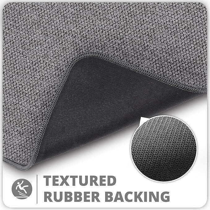 Bosap Bathroom Rugs Set 2 Pieces,Thin Bathroom Mats,Toilet Rugs,Quick Dry,Non-Slip,Machine Washable,Low Pile,Absorbent Bath Mats,Shower,Sink,Home Decor Accessories.Dark Grey,1'5"x2'3"+1'8"x2" U Shape