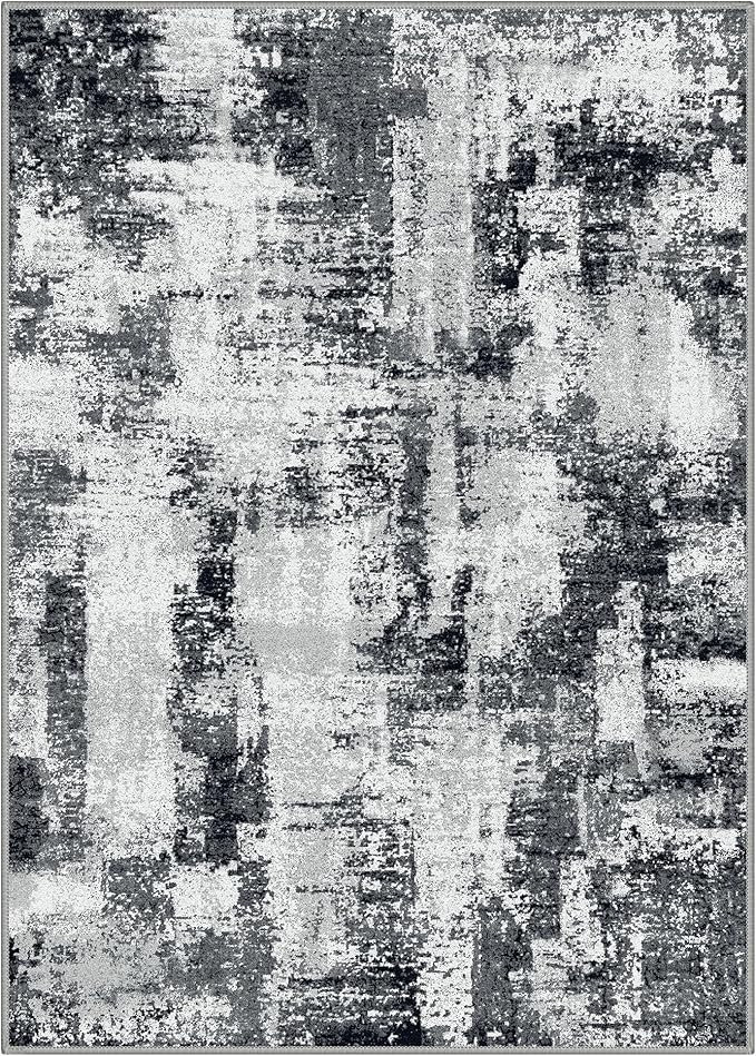GENIMO Washable Rugs 5x7 Area Rugs for Living Room Bedroom, Modern Lightweight Rug Ultra Soft Indoor Area Rugs 5x7 for Dining Room, Low Pile Carpet with Non Slip Backing, Black White