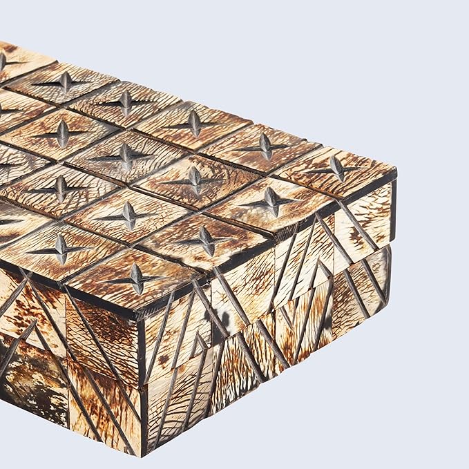 Handicrafts Home Decorative Keepsake Box 8x5 – Small Organizer Box with Lid, Boho Decorative Storage, Retro Memory Box, Unique Coffee Table Décor, Jewelry or Trinket Box, Modern Shelf Decorative Box