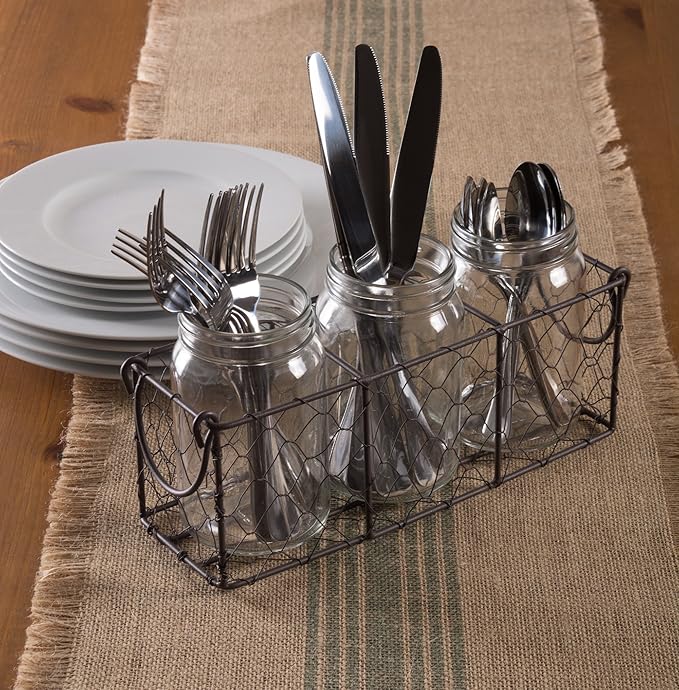 DII Chicken Wire Collection Farmhouse Vintage, Caddy with Vases, Rustic Bronze