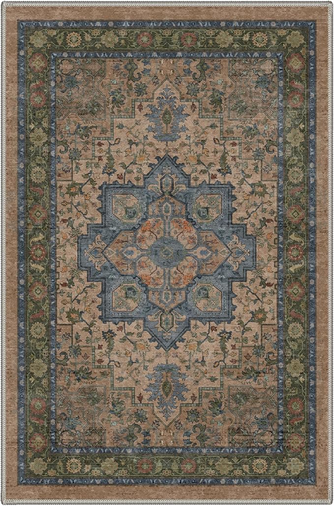 GENIMO Area Rug 2x3 Doormat, Machine Washable Low Pile Rugs, Small Retro Chenille Entryway Mat for Entrance, Hallway, Kitchen and Corridor, Dusty Sage
