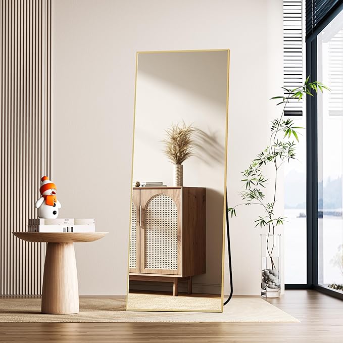 Simple Deluxe Full Length Mirror, 64"×21" Large Floor Mirrors, for Wall Door Bedroom Bathroom Living Room (Gold)