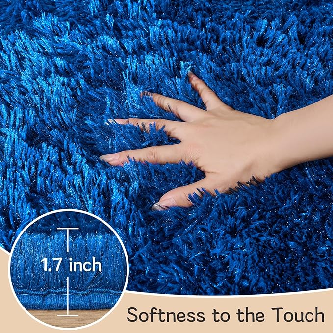 Fluffy Area Rugs for Bedroom - Soft Plush Shag Rug for Living Room Nursery Kids Room - Non Slip Fuzzy Shaggy Floor Carpets for Girls Boys Play Room Dorm Decor (Blue, 6' x 9')