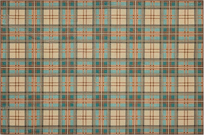 Ruaruarug Area Rug Non Slip Machine Washable Ultra Soft Living Room/Bedroom/Kitchen/Outdoor/Classroom Plaid, 8'×10'
