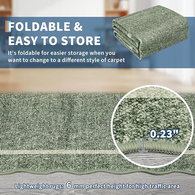 GarveeHome Scalloped Small Area Rug 2x3 Entryway Mat with Rubber Backing Stain Resistant Throw Carpet Modern Solid Color Bath Mat Contemporary Washable Rug for Living Room Bedroom Dining Room Kitchen