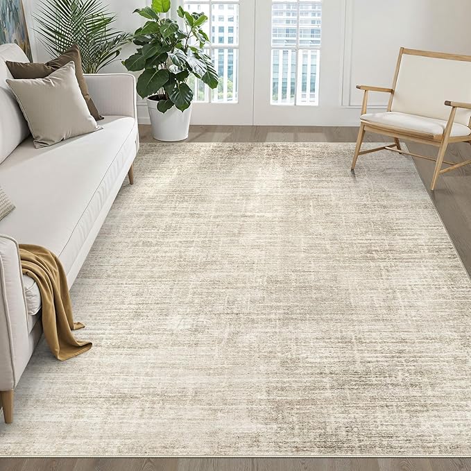 6x8 Area Rugs Living Room: Washable Large Neutral Beige Rug Abstract Soft Modern Stain Resistant Indoor Floor Non-Slip Carpet for Bedroom Nursery Kids Office Playroom Dining Room Under Table Home