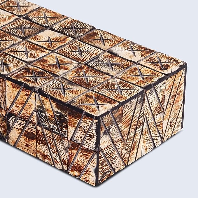 Handicrafts Home Decorative Storage Box 10x4.5 – Remote Control Holder, Jewelry Organizer, Modern Decorative Box with Lid, Boho Chic Home Décor Accent, Vintage Memory Box for Living Room Shelf Décor