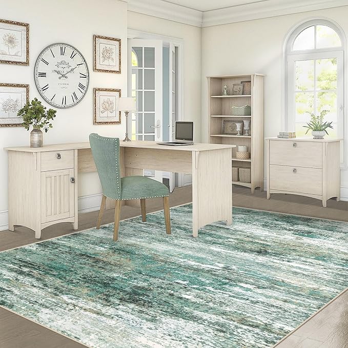 XLUEZ 5x7 Area Rugs for Living Room, Washable Modern Abstract Large Area Rug Neutral Soft Non Slip Kids Rug Stain Resistant Indoor Carpet for Bedroom Nursery Dining Room Playroom(Green, 5'x7')