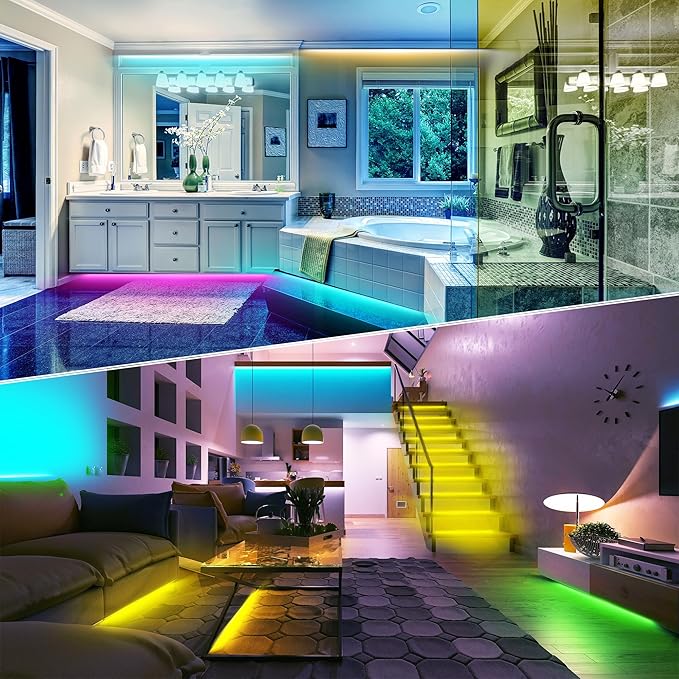 NBBUFF 390FT LED Lights for Bedroom, RGB LED Strip Lights Music Sync Color Changing Effects, DIY Cuttable Led Light Strip with Remote and App Control Led Lights for Room Decor (4 Rolls of 97ft)