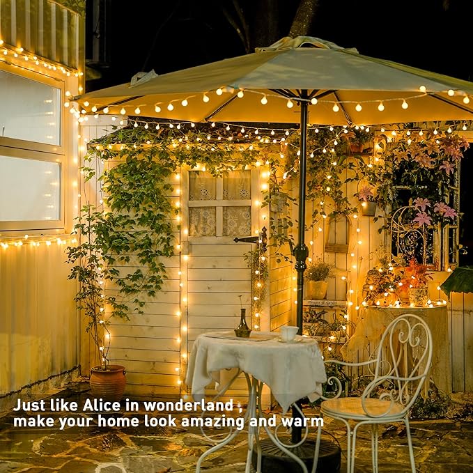 100ft Globe String Lights Indoor Outdoor Waterproof, 200 LED Christmas fairy Lights Plug in with Remote, Connectable Hanging Lights for Bedroom Classroom Camping Patio Wedding Garden Decor, Warm White