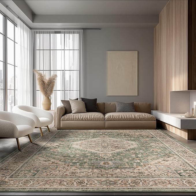 Ruaruarug Area Rug Non Slip Machine Washable Ultra Soft Living Room/Bedroom/Kitchen/Outdoor/Classroom Celadon, 8'×10'