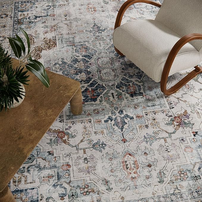 palohom 10x12 Area Rugs for Living Room: Large Area Rug Washable Stain Resistant Non Slip Distressed Vintage Low Pile Faux Wool Soft Rugs for Bedroom Farmhouse Dining Room Kids Playroom Nursery