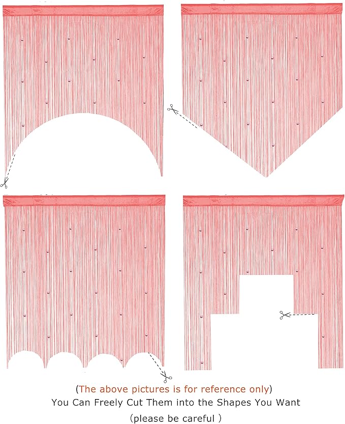 YaoYue Beaded Curtain Door String Curtains for Doorway Tassels Beads Hanging Fringe Hippie Room Divider Window Hallway Entrance Wall Closet Bedroom Privacy Decor (39×110in/100×280cm, Pink)
