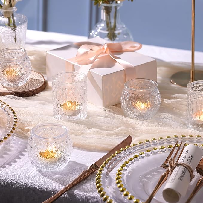 NITIME 12Pcs Assorted Votive Candle Holders for Wedding Centerpiece, Clear Tea Light Candle Holders, Glass Candle Holder for Table Centerpiece, Home and Party Decorations