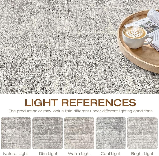 6x8 Area Rugs Living Room: Washable Large Neutral Rug Abstract Soft Modern Stain Resistant Indoor Floor Non-Slip Carpet for Bedroom Nursery Kids Office Playroom Dining Room Under Table- Brown Gray