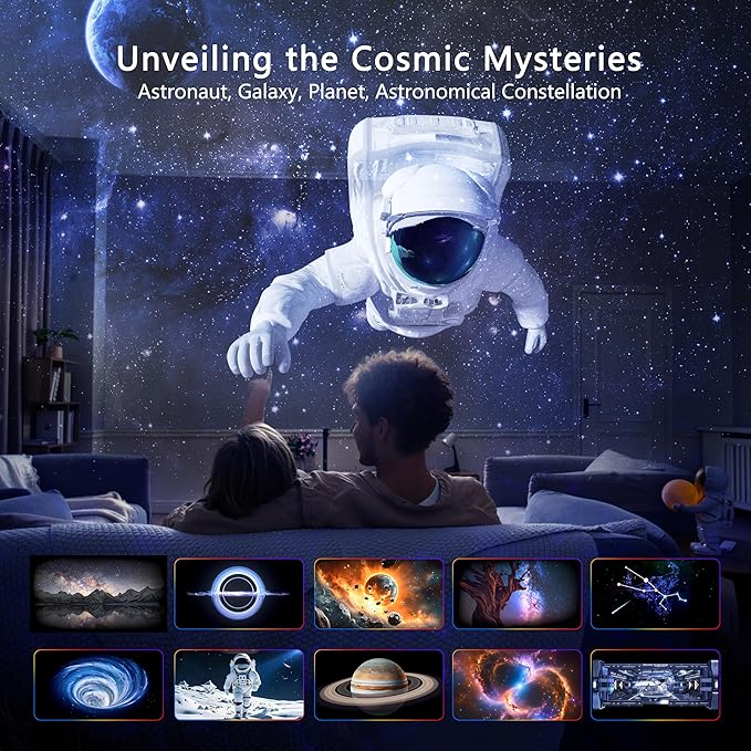 AIRIVO 3D Galaxy Projector, 3D Visual Star Projector with 90 3D Scenes, Planetarium Projector with Bluetooth Speaker, Moving Stars, Night Light Projector for Room Decor, Kids Adults, Christmas, Black