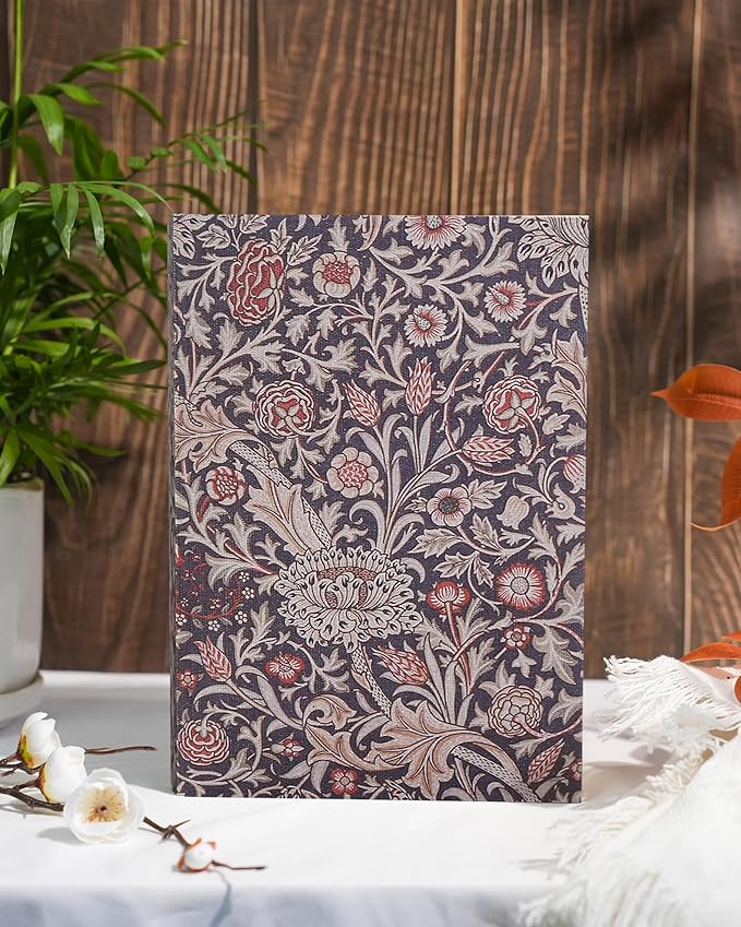 Decorative Wooden Book Box, Vintage Faux Book Boxes with Magnetic Closure, Secret Storage, Antique Look Linen Cover for Bookshelf or Office Decor (1 x William Morris)
