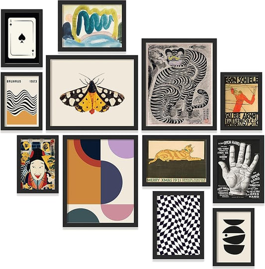 97 Decor Vintage Eclectic Wall Art Collage - Abstract Modern Art Prints For Wall Decor, Cool Funky Pictures Maximalist Paintings Retro Bauhaus Posters Set For Dorm Bedroom Home Decorations (Unframed)